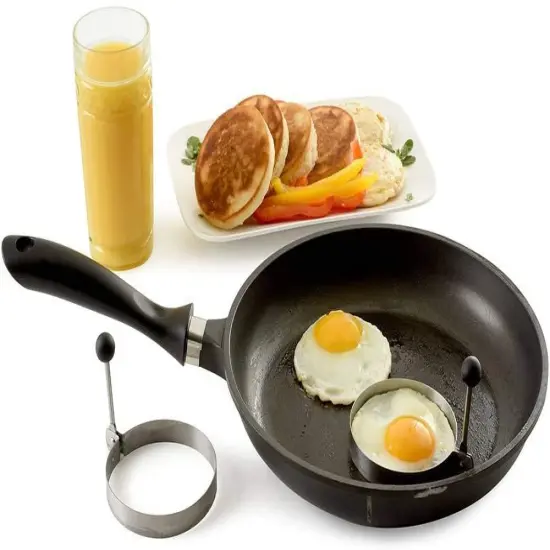 Norpro Non Stick Stainless Steel Round Shaped Pancake / Egg Rings with Handles - 2 pack {3}