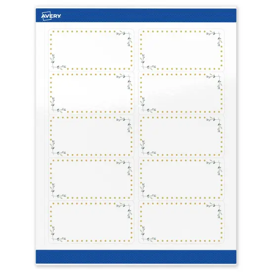 Avery Printable Rectangle Labels, Gold Dots with Green Florals, 2" x 4", Glossy White Rectangle Labels, Permanent, Laser/Inkjet, 100ct, Great for Product Labels {1}