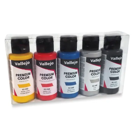Vallejo Premium Airbrush Colors - 60 ml, Set of 5, Metallic Colors {1}