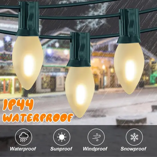 C7 LED Frosted White String Lights Outdoor 25Ft {2}