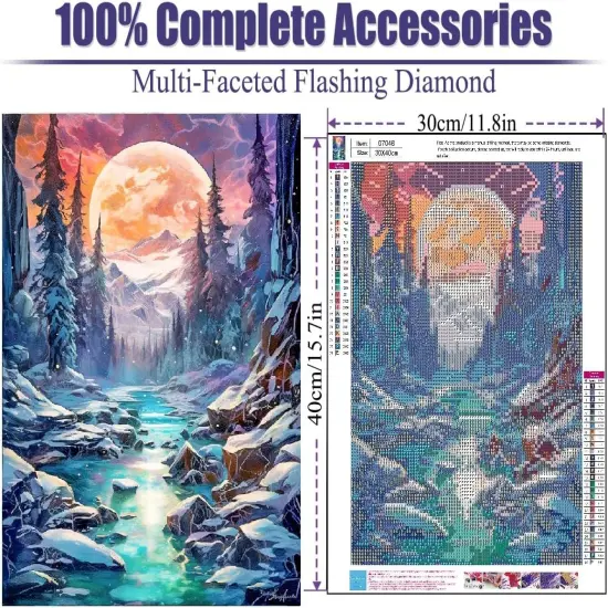 Art Kits for Adults - Moon Landscape Diamond Painting Kits DIY 5D Full Drill Diamond Dots Paintings with Diamonds Gem Art and Crafts for Home Decor 12x16 Inch {2}