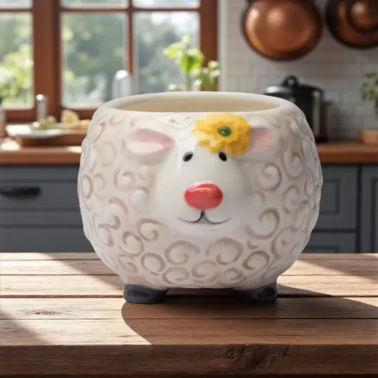 Ceramic Sheep with Sunflower Bowl or Indoor Planter, Home D&eacute;cor, Gift for Her, Gift for Mom, Kitchen D&eacute;cor, Farmhouse Decor {2}