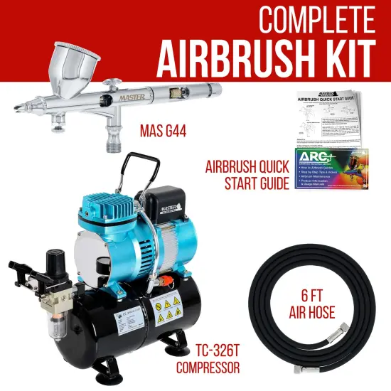 Cool Runner II Dual Fan Air Storage Tank Compressor System with Fine Detail Control Gravity Feed Dual-Action Airbrush Set with 0.2 mm Tip Hose, Holder {2}