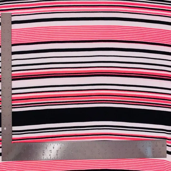1 Yard Liverpool Knit Horizontal Multicolor Stripe Fabric for Apparel and Crafts &ndash; 58&ndash;60 Inches Wide Black/Burgundy {4}