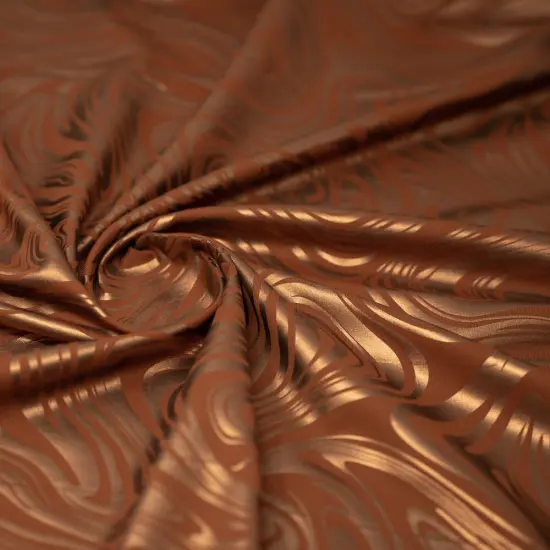 1 Yard Marble Foil Printed Nylon Spandex Superflex Fabric 36" x 59/60" Coffee/Matt B {1}