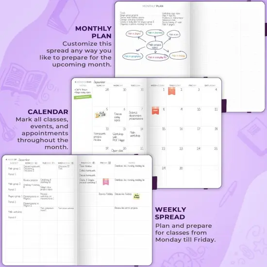 Teacher Planner &ndash; School Year Planner with Calendars & Lesson Plans(Purple) {5}