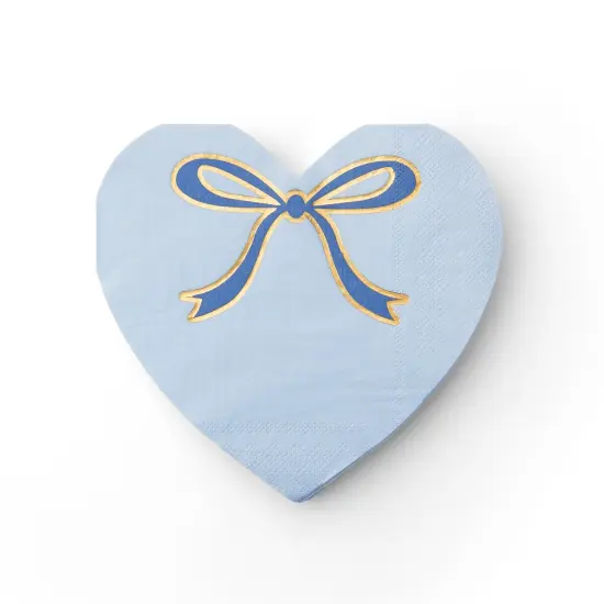 SKY BLUE SIGNATURE BOW HEART LARGE NAPKINS {1}