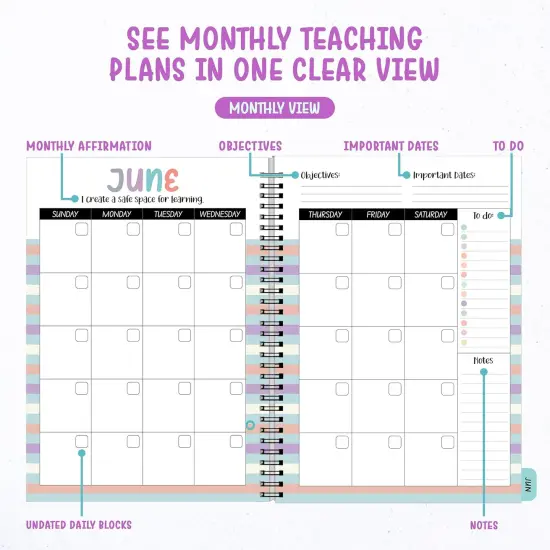 12 Months Weekly and Monthly Teacher Planner Undated, 8.5x11inch {3}