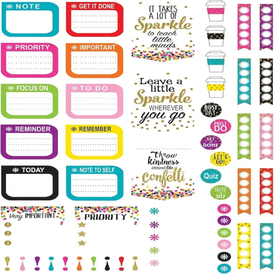 Teacher Lesson Planner w/Stickers, Confetti, 8-1/2-Inch x11-Inch, Multi {3}
