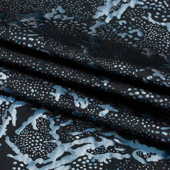 1 Yard 36" x 60" Metallic Reef Hologram Spandex Fabric 270 gsm Black/Gold {6}