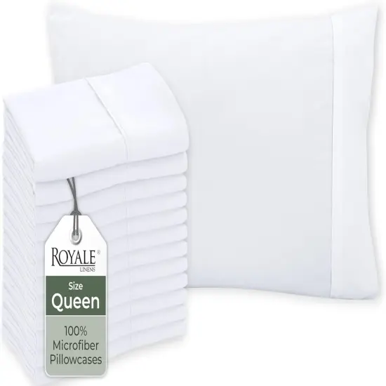 White Pillowcase Set of 12 - Queen 20"x30" Bed Pillow Cover - 1800 Brushed Microfiber - Wrinkle & Fade Resistant - Bulk Pillow Cases - Hotel Quality Pillowcase 12 Pack (Queen, White) {1}