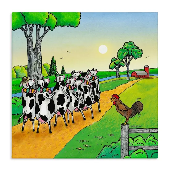 Stupell Industries Funny Cows Come Home Canvas Design by Roger Straub {1}