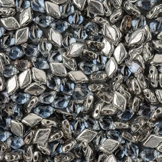 Matubo 2-Hole Czech Glass Backlit Gemduo Beads, 50g Crystal Blue Star {1}