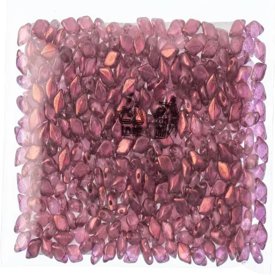 Matubo 2-Hole Czech Glass Crystal Halo Gemduo Beads, 50g Persian Pink {2}