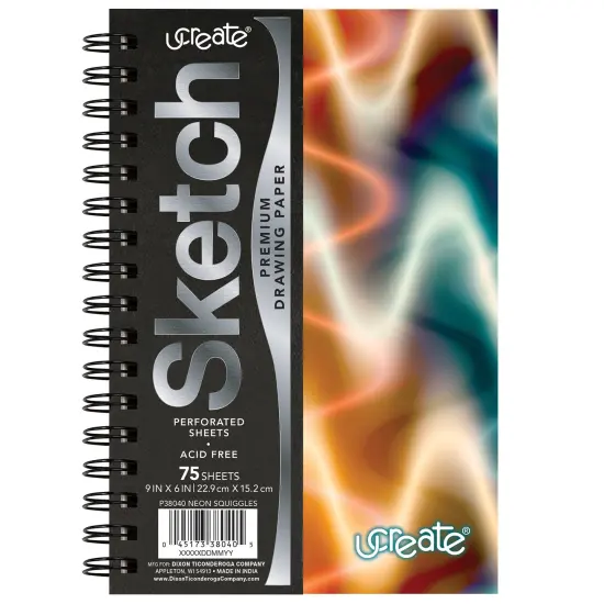 Neon Squiggles Poly Sketch Book 9x6 {1}