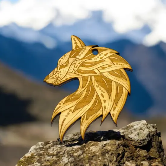 Ornament - Ethnic Wolf - Raw Wood {5}