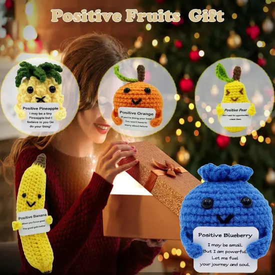 13Pcs Positive Fruit Potato Mini Crochet Animals Emotional Cheer Up Support Doll Cute Toy with Inspirational Card {4}
