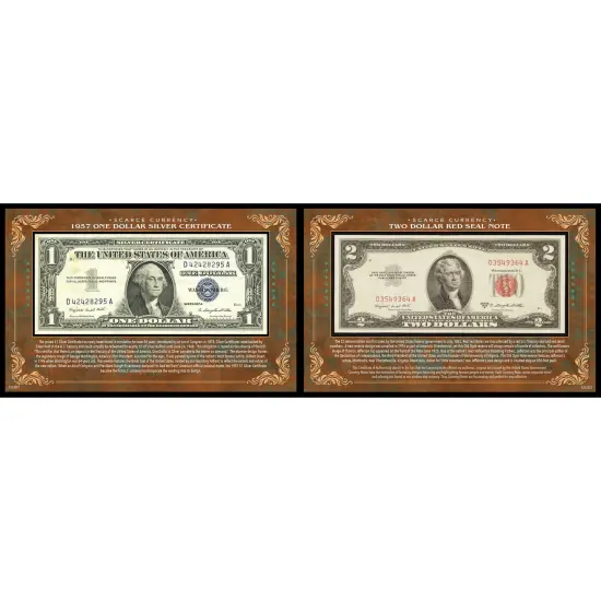 Scarce Currency - 1957 $1 Silver Certificate and $2 Red Seal Note {1}