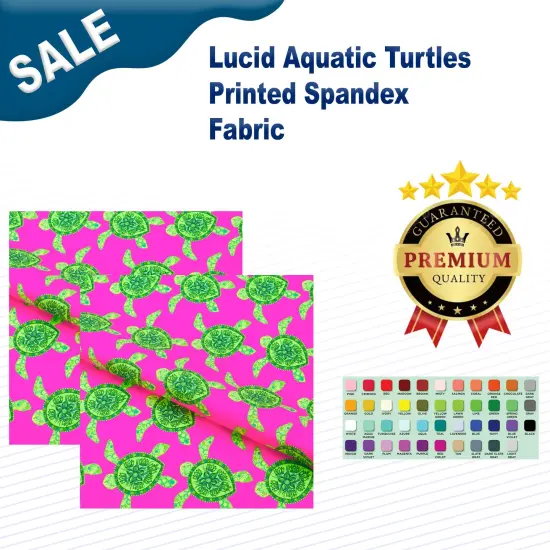 Lucid Aquatic Turtles Printed Spandex Fabric Famous {2}