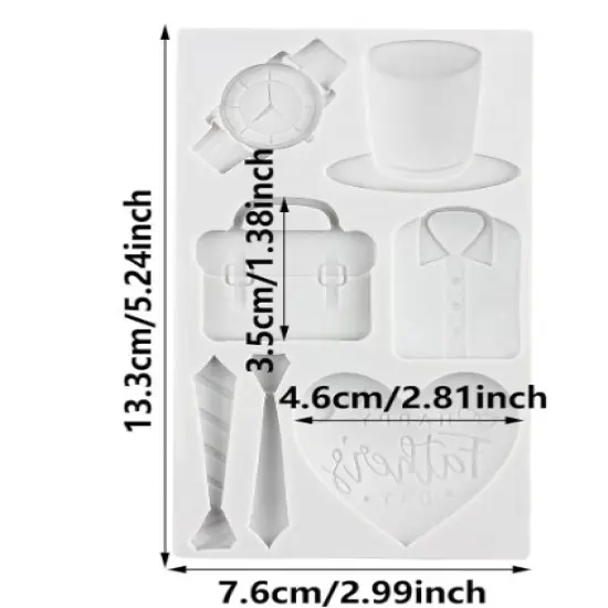 Father's Day Fondant Molds Mustache Tie Watch T-Shirt {2}