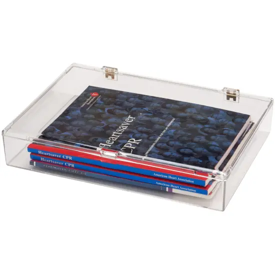 Pioneer Plastics 700C Clear Rectangular Plastic Container with Snap Closure Lid, 13.125" W x 9.1875" D x 2" H {4}