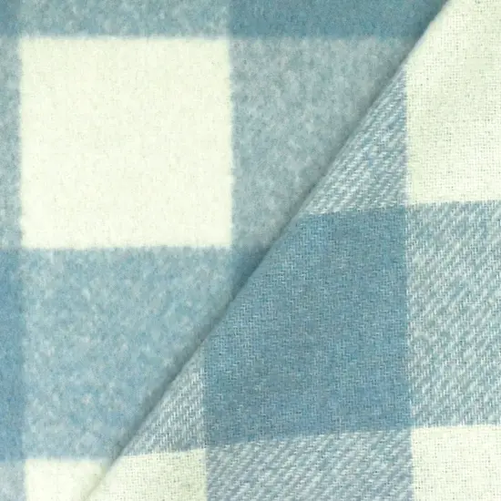 Sky Blue-White Famous Designer Check Brushed Face Poly Twill Woven Fabric By the Yard {4}