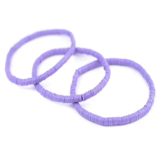 The Bead Chest Boho Stretch Bracelet, Light Purple - Stackable African Vinyl Heishi, Unisex for Men & Women {3}
