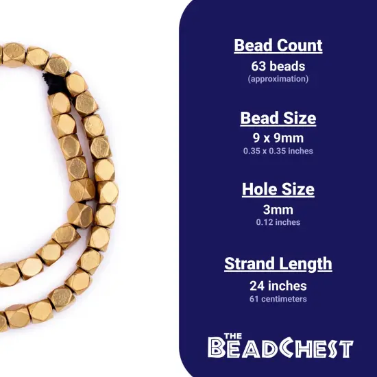 The Bead Chest Brass Diamond Cut Beads (9mm) {4}