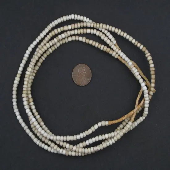 The Bead Chest Vintage White Ghana Glass Beads 2 Strands 5mm African Seed 24 Inch Strand Handmade {2}