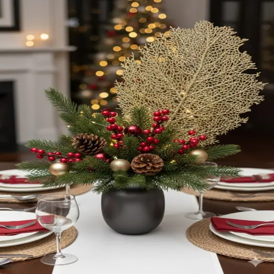 25-Inch Gold Glitter Mesh Leaf, 12 Pieces Christmas Accent, Perfect for Trees, Wreaths, Garland Displays {3}