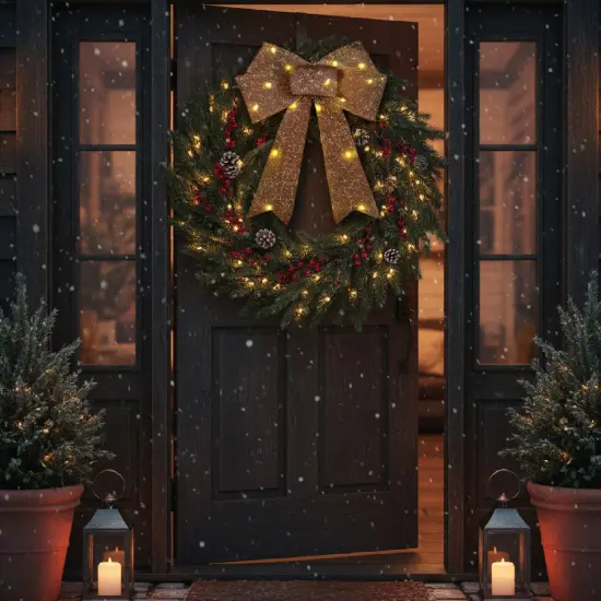 3 Pack Illuminated Christmas Bows Glowing Holiday Decor for Doors Gifts {5}