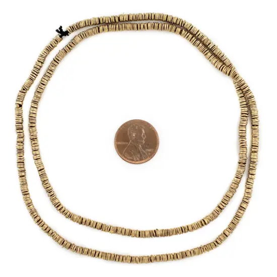 The Bead Chest Brass Flat Disk Heishi Beads (3mm), 24" Strand, Handmade for Jewelry Making & Crafts | Approximately 1320 Beads {2}