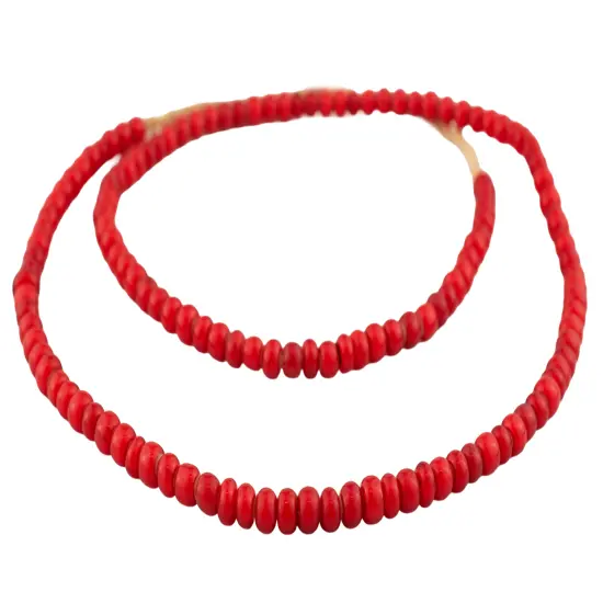 The Bead Chest White Heart Beads - Full Strand of Glass African Trade Beads (6mm, Red) {3}