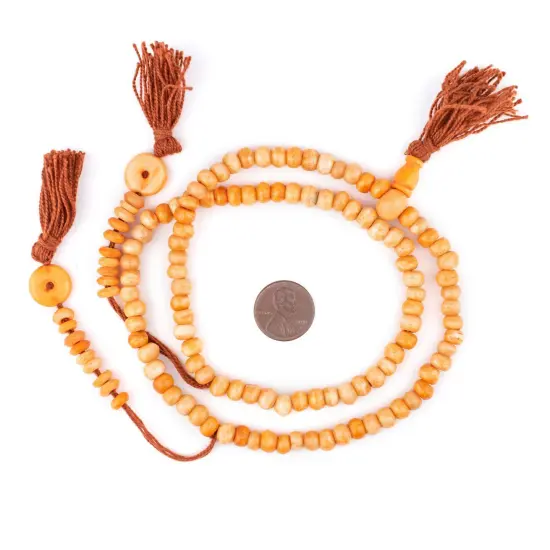 The Bead Chest Orange Rustic Bone Mala Beads (6mm) {2}