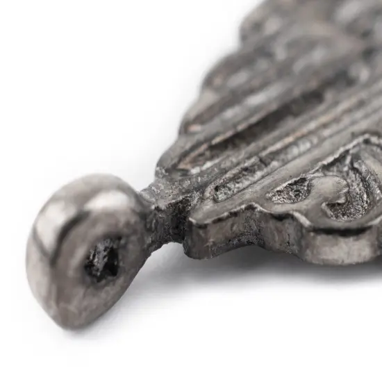 The Bead Chest Silver Islamic Calligraphy Pendant 24x35mm Middle East White Metal Large Hole {4}