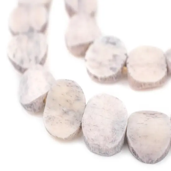 The Bead Chest Washed Grey Bone Beads - Full Strand of Fair Trade African Beads (Circular, Washed Grey) {1}