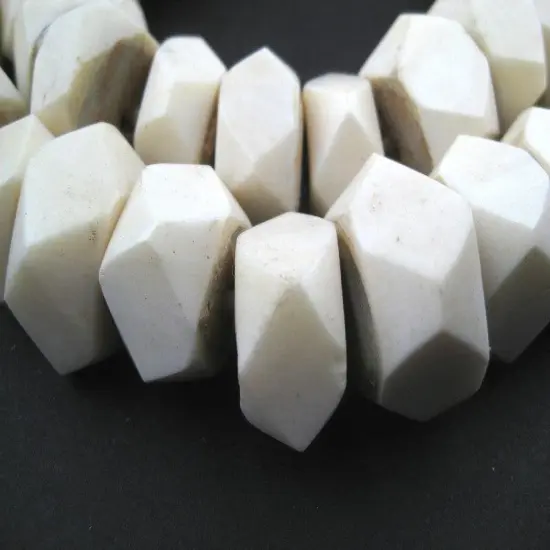 The Bead Chest White Bone Beads - Full Strand of Fair Trade African Beads (Faceted, White) {2}
