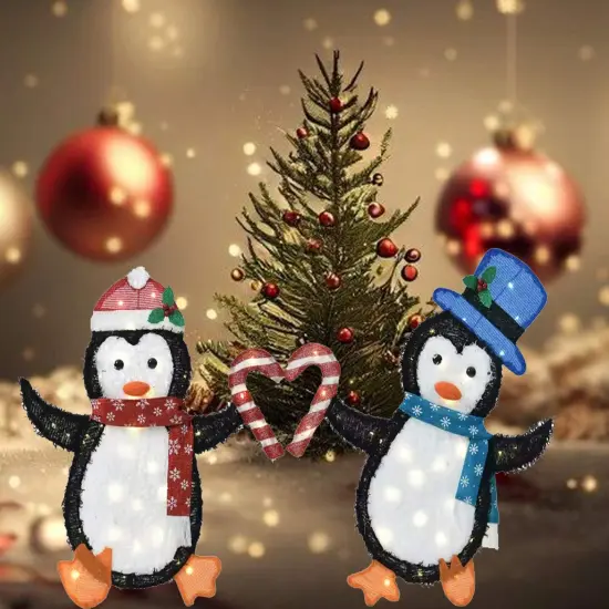 Heart-Shaped Penguin Decoration, Set of Two Figurines for Indoor and Outdoor Use 30 & 32 Inch {3}