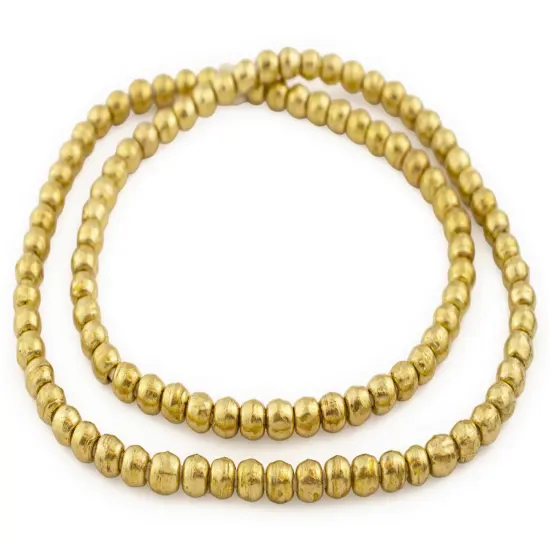 The Bead Chest 8mm Round Brass Beads - Full Strand of African Metal Spacer Beads {3}