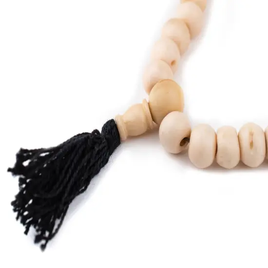The Bead Chest Pastel Orange Bone Mala Beads 10mm Nepal Round Large Hole 34 Inch Strand {4}