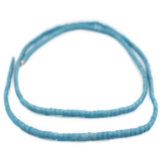 The Bead Chest Ghana Sandcast Beads - Full Strand of African Powder Glass Beads (3mm, Sky Blue) - Single 24" Strand {3}