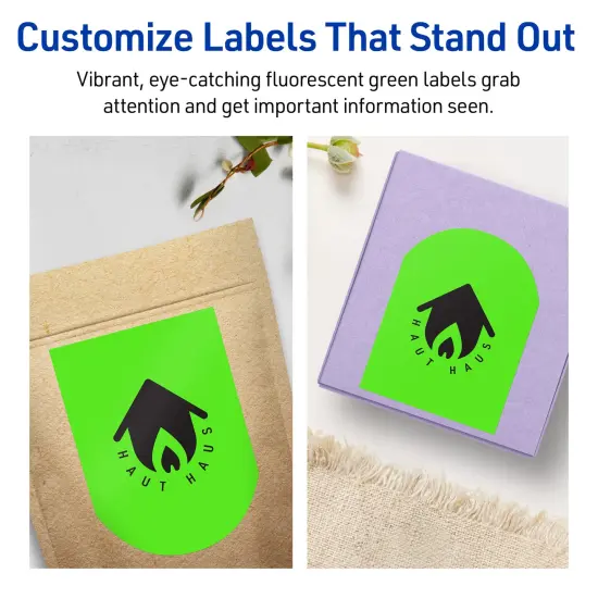 Avery Neon Green Paper Labels, 4.75" x 3.5" Arched {3}