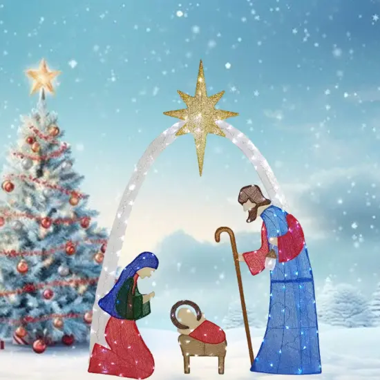 Glowing 54-Inch H Nativity Scene with 115 Cool White LED Lights {5}