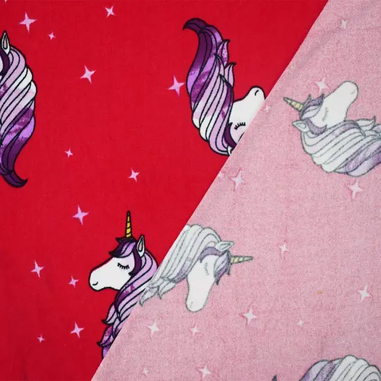 Red-Multi Unicorn Printed Poly Stretch Double Brushed Jersey Knit Fabric By the Yard {2}