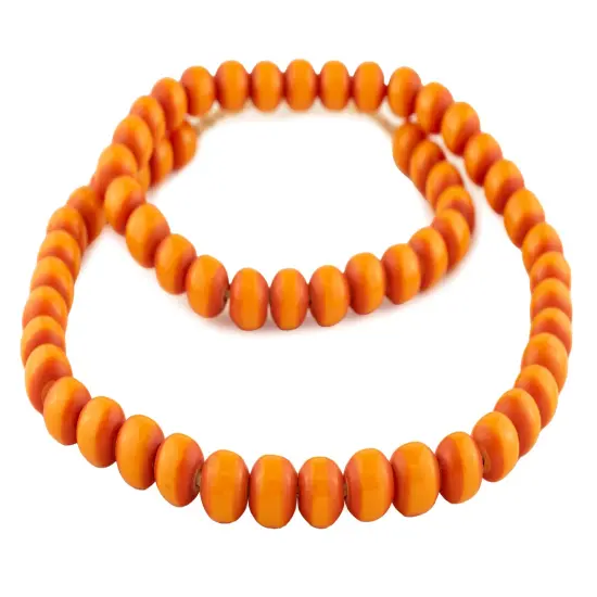 The Bead Chest Tangerine Kenya Amber Resin Beads 12mm African Orange Round Large Hole 30 Inch Strand Handmade {3}