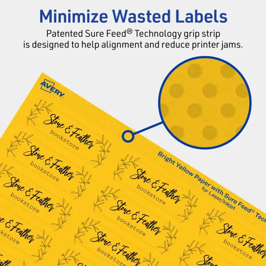 Avery Bright Yellow Paper Labels, 0.75" x 2.25" Rectangle {4}