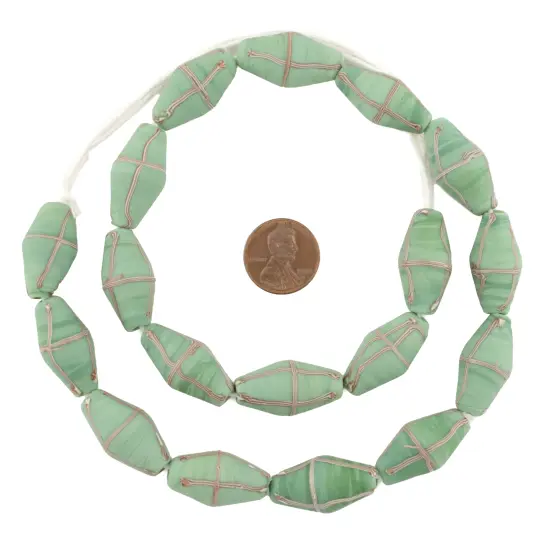 The Bead Chest Java French Cross Beads: Indonesian Glass Trade Beads for DIY Jewelry Making (Pistachio Green) {2}