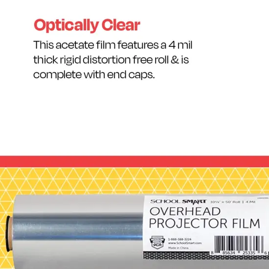 School Smart Overhead Projector Film Roll, 10-1/4 Inches x 50 Feet, 4 mil Thick {3}