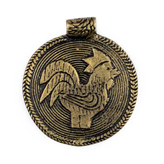 The Bead Chest Brass Rooster Baule Bead Pendant (58x52mm): African Tribal Metal Pendant for DIY Jewelry and Necklace {1}