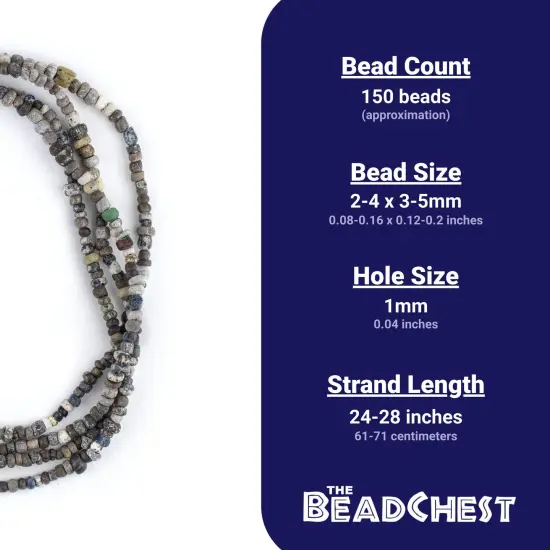 The Bead Chest Grey Ancient Djenne Nila Glass Beads 4mm Mali African Seed 24-28 Inch Strand Handmade {5}